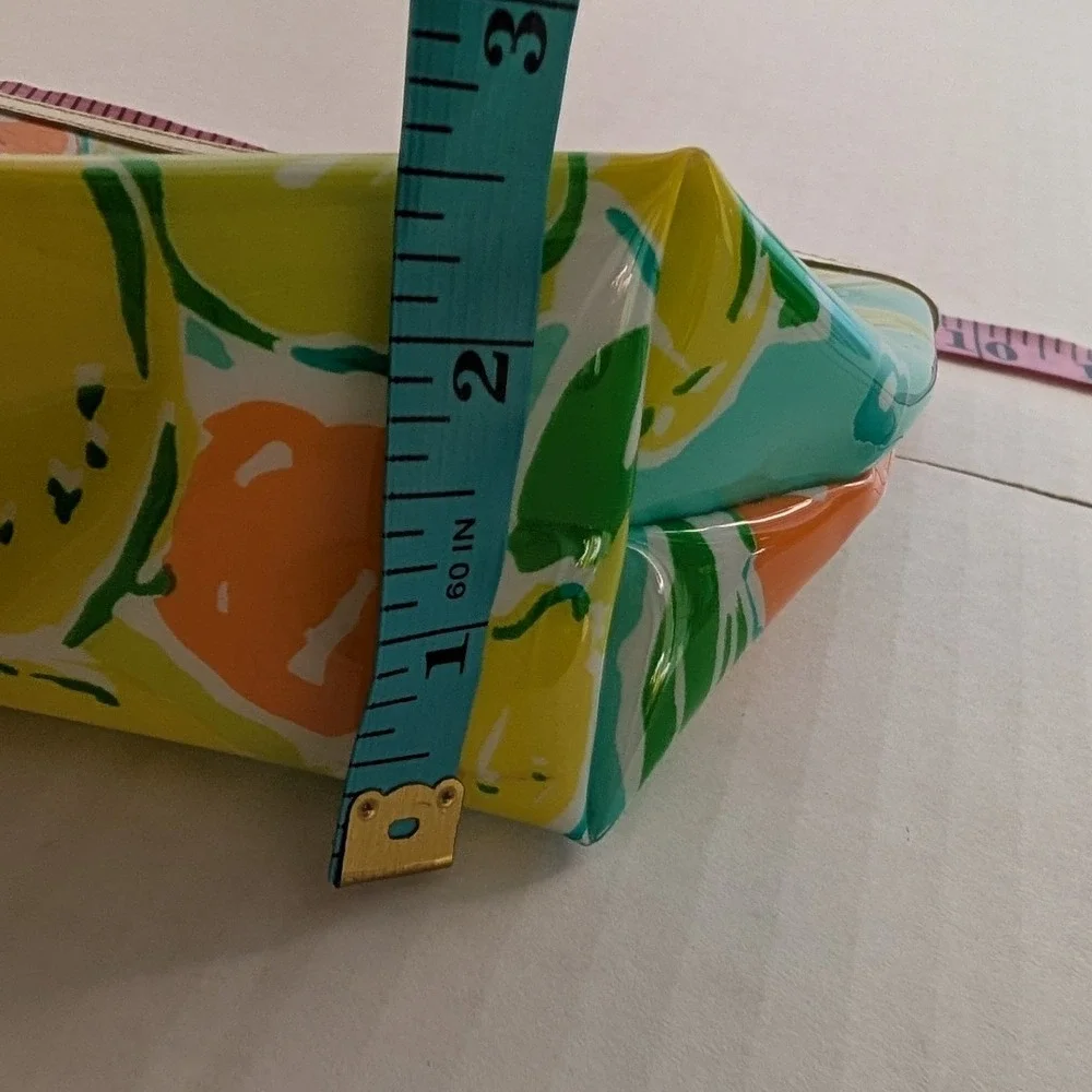 Lilly Pulitzer Makeup Bag Women OS Blue Orange Citrus Print Estee Lauder Pouch